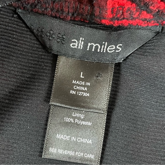 Ali Miles Sweater Womens Large Red Black Cowl Sleeve Art To Wear A99 - Picture 9 of 12